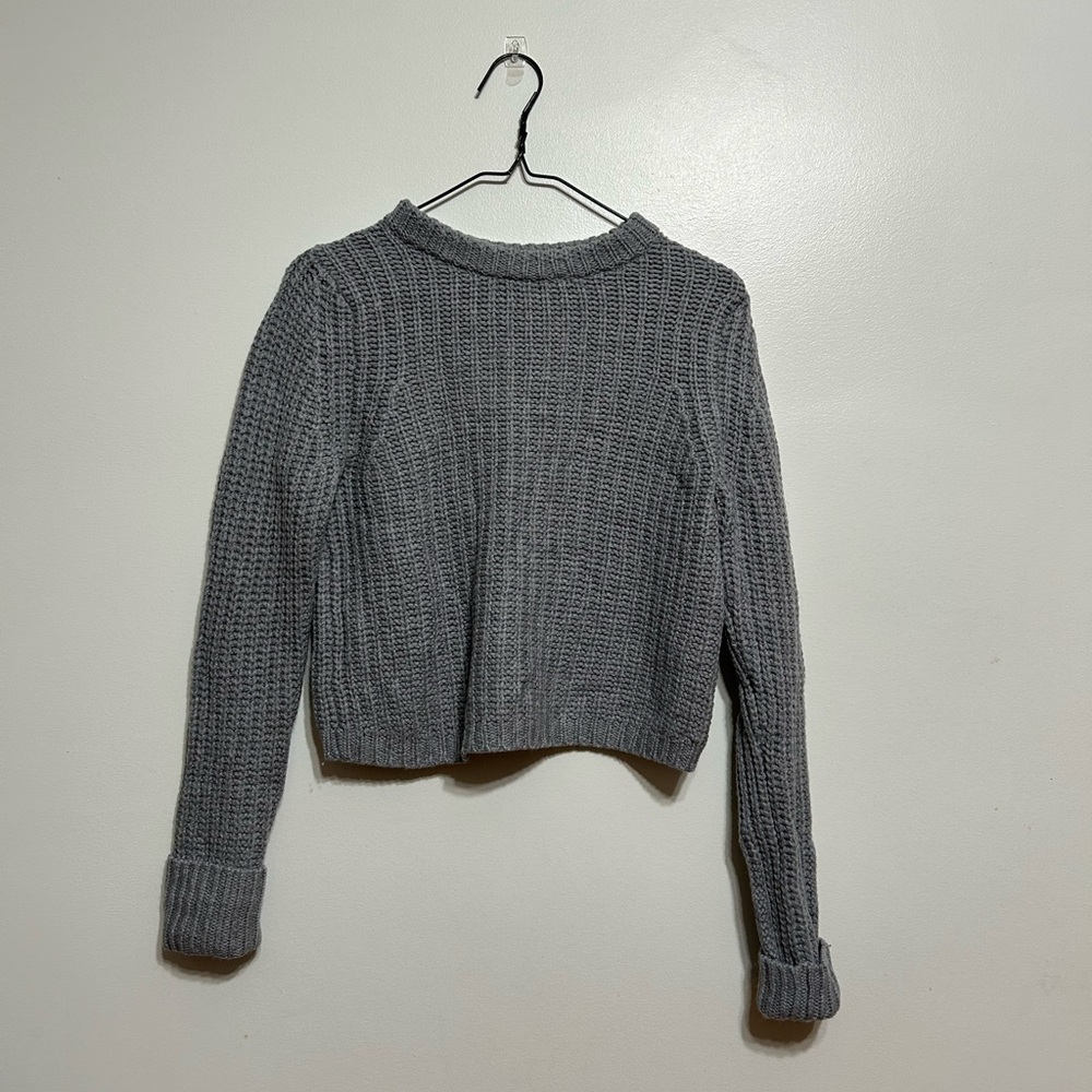 Babaton Aritzia Extra Fine Merino Wool Knit Cropped Sweater Gray XXS